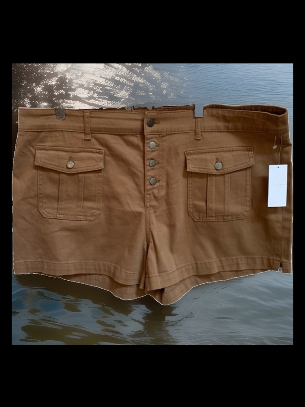 NWT Jessica Simpson Cargo Patch Pocket Short 4-Button Pockets Button Fly Short…